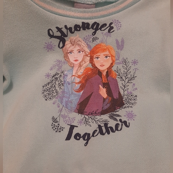Disney Frozen 2 'Stronger Together' Pullover Sweatshirt Fleece Sleeves Size 4T - Picture 3 of 10